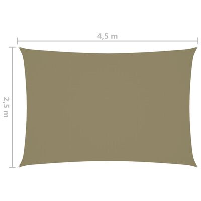 vidaXL Prostokątny żagiel ogrodowy, tkanina Oxford, 2,5x4,5 m, beżowy