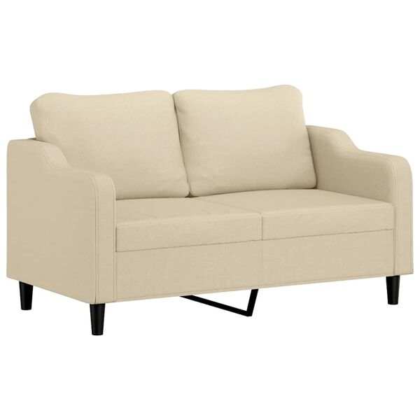 vidaXL 2-osobowa sofa, kremowa, 140 cm, tapicerowana tkaniną