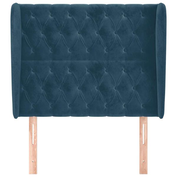 vidaXL Zagł&oacute;wek uszak, ciemnoniebieski, 103x23x118/128 cm, aksamit