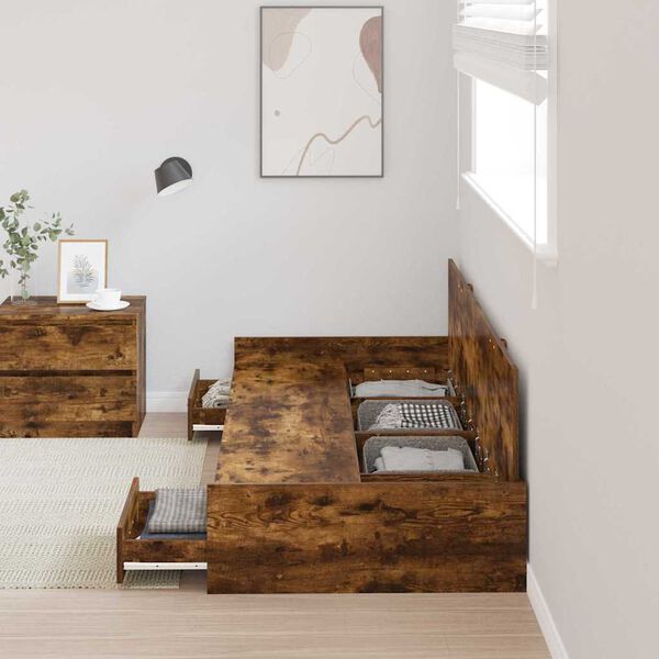 vidaXL Ramka łóżka Dąb wędzony 100 x 200 cm Materiał drewnopochodny