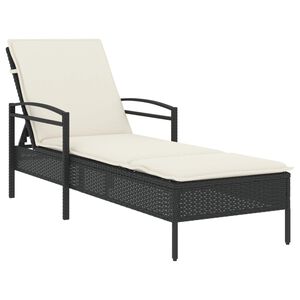 vidaXL Leżanka z poduszką, czarna, 63x200x81 cm, polirattan