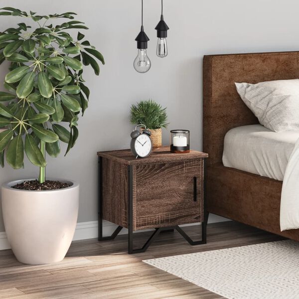 vidaXL Szafka nocna, brązowy dąb, 40x30x40 cm, materiał drewnopochodny