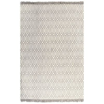 vidaXL Dywan typu kilim, bawełna, 160 x 230 cm, taupe ze wzorem
