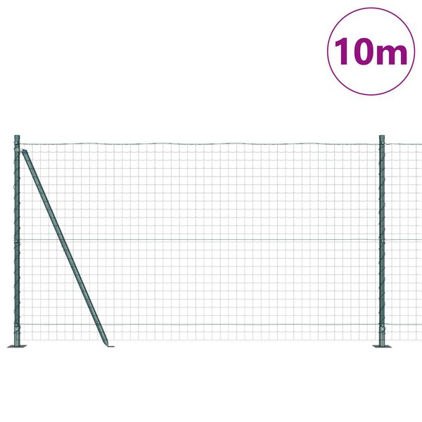 vidaXL Ogrodzenie z słupkami Zielony 1.2 x 10 m Stal