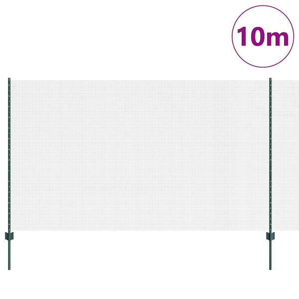 vidaXL Ogrodzenie z słupkiem Zielony 1,4 x 10 m Stal i PVC