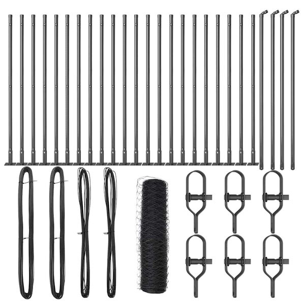 vidaXL Ogrodzenie z słupkami Szary 0,5 x 50 m Stal pokryta PCV