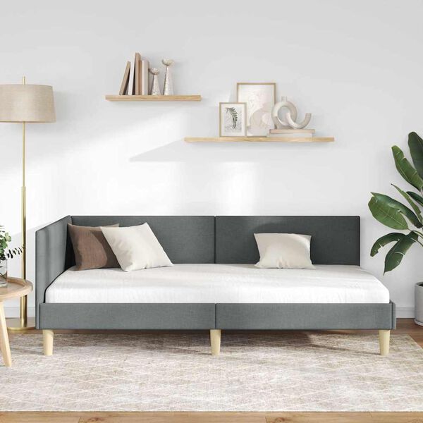 vidaXL Rama ł&oacute;żka narożnego Z zagł&oacute;wkiem Ciemnoszary 80 cm x 200 cm