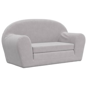 vidaXL 2-os. sofa dla dzieci, rozkładana, jasnoszara, miękki plusz
