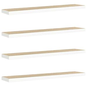 vidaXL P&oacute;łki ścienne, 4 szt., dębowo-białe, 120 x 23,5 x 3,8 cm, MDF