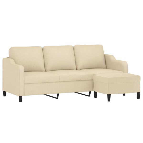vidaXL Sofa 3-osobowa, kremowa, 180 cm, tapicerowana tkaniną
