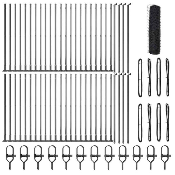 vidaXL Słupek ogrodzeniowy. Szary 100 x 0,4 m (siatka 36 mm)