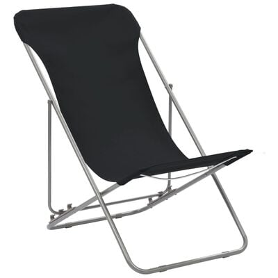 vidaXL Składane krzesła plażowe, 2 szt., stal i tkanina Oxford, czarne