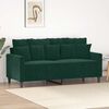vidaXL Sofa 2-osobowa, ciemnozielona, 140 cm, tapicerowana aksamitem