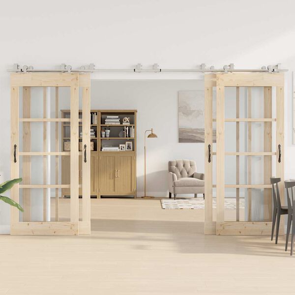 vidaXL System do mocowania drzwi przesuwnych, 366 cm, stal, srebrny