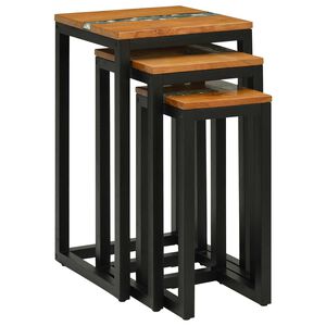 vidaXL Stolik Nesting 3 szt. brązowy Lite drewno teakowe