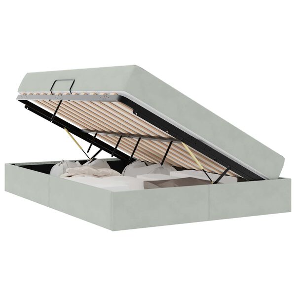 vidaXL Ł&oacute;żko z miejscem na przechowywanie i materacem Jasnoszary