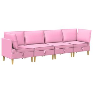 vidaXL Zestaw mebli do salonu z poduszką 4 pcs r&oacute;żowy tkanina