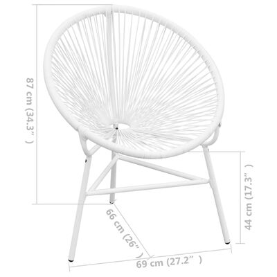 vidaXL Owalne krzesło ogrodowe, polirattan, białe