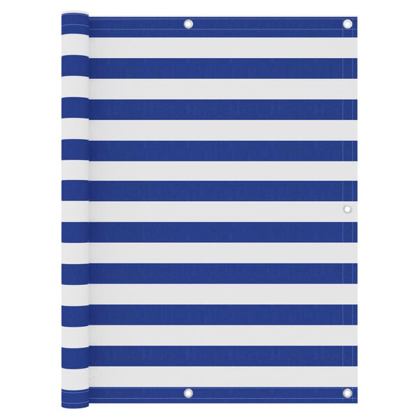 vidaXL Parawan balkonowy, biało-niebieski, 120x400 cm, tkanina Oxford