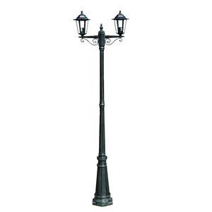 vidaXL Stojąca lampa ogrodowa 2-ramienna, 215 cm, ciemnozielona/czarna