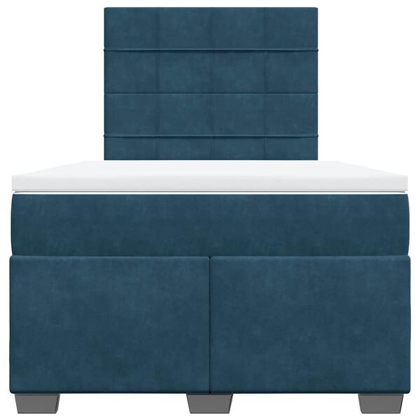 vidaXL Ł&oacute;żko kontynentalne z materacem, niebieskie, 120x200cm, aksamit