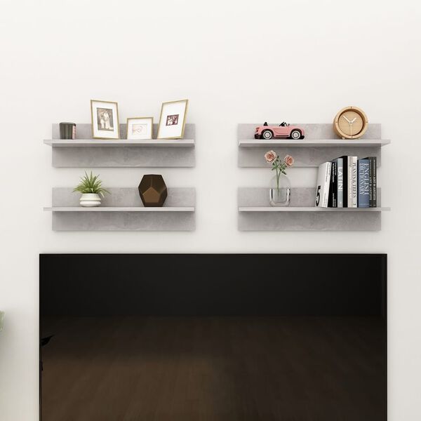 vidaXL P&oacute;łki ścienne, 4 szt., szarość betonu, 60x11,5x18 cm