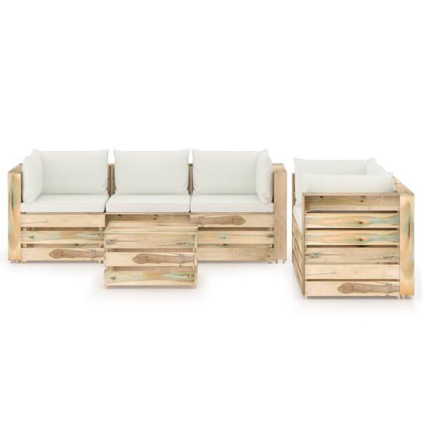 vidaXL 6-cz. zestaw wypoczynkowy do ogrodu, z poduszkami, drewniany