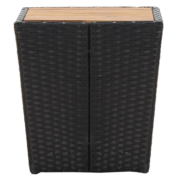 vidaXL Stolik herbaciany, czarny, 41,5x41,5x43 cm, rattan PE i akacja