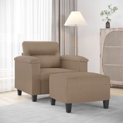vidaXL Fotel z podnóżkiem, kolor cappuccino, 60 cm, sztuczna skóra