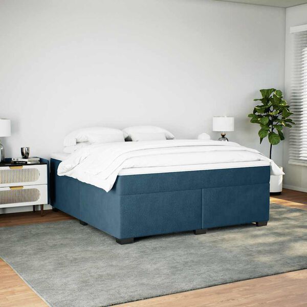 vidaXL Ł&oacute;żko kontynentalne z materacem, ciemnoniebieskie, 180x200 cm