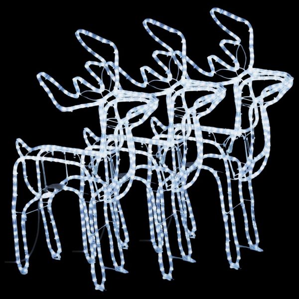 vidaXL Renifery ozdobne z zimnym białym LED, 3 szt., 76x42x87 cm