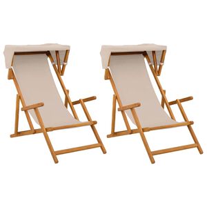 vidaXL Fotel ogrodowy 2 pcs 3 Pozycja Lite Drewno Eukaliptusowe Beżowy