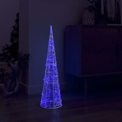vidaXL Stożek dekoracyjny, akrylowy, niebieski, LED, 90 cm