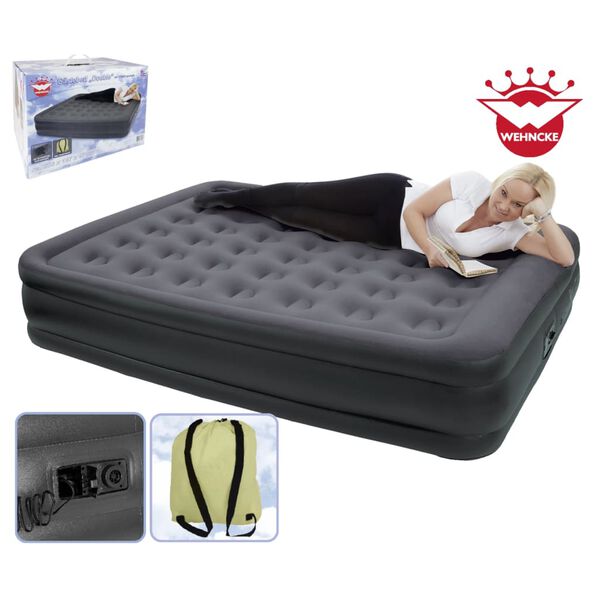 Happy People Ł&oacute;żko dmuchane z pompką Double, 203x157x47cm, antracytowe