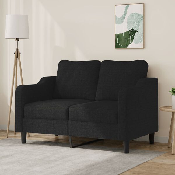 vidaXL Sofa 2-osobowa, czarna, 120 cm, tapicerowana tkaniną