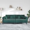 vidaXL Sofa z poduszką 3 pcs Ciemna zieleń Aksamit