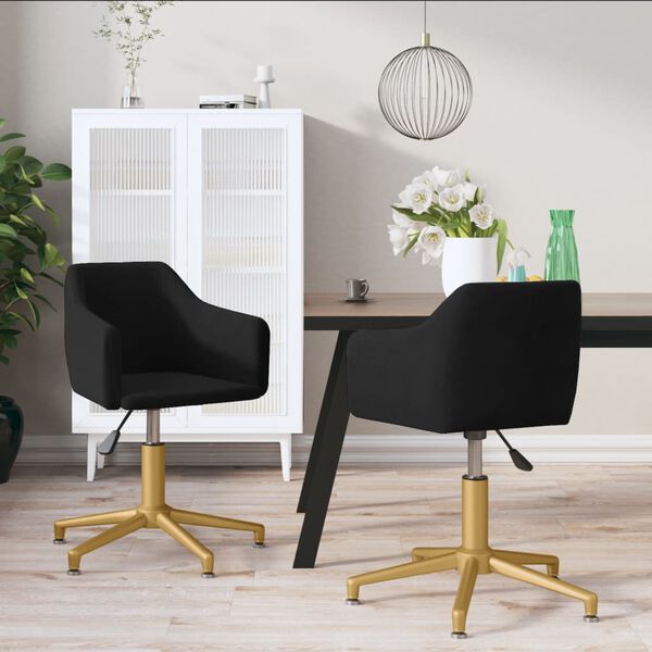 vidaXL Obrotowe krzesła stołowe, 2 szt., czarne, obite aksamitem