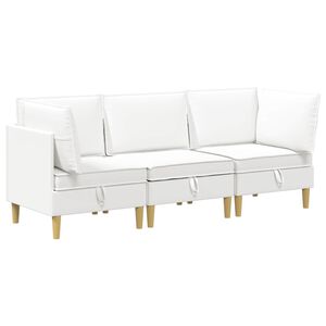 vidaXL Modularny Zestaw Sofy z Przechowalnią 3 pcs Biały tkanina