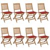 vidaXL Składane krzesła ogrodowe z poduszkami, 8 szt., drewno akacjowe
