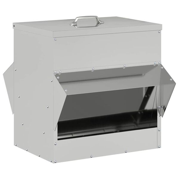 vidaXL Karmnik dla kur Srebrny 40,5 x 45 x 41 cm Stal Galwanizowana