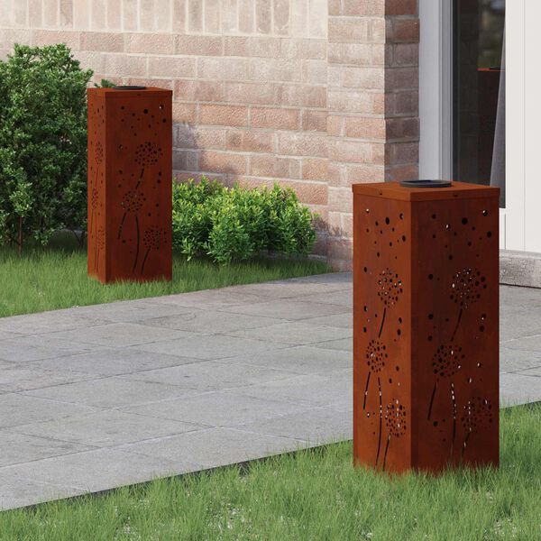 vidaXL Słoneczna LED lampa na ścieżkę 2 pcs Stal Corten Stal Corten