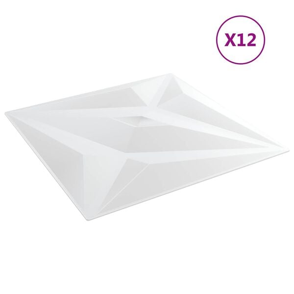 vidaXL Panele ścienne 12 pcs Biała gwiazda 50 x 50 cm Pianka XPS