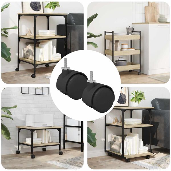 vidaXL W&oacute;zek 2 pcs Czarny i Srebrny 40,1 x 40,1 x 37,8 mm Żelazo i PP