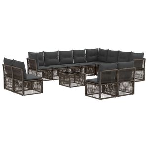 vidaXL Zestaw Sof na Ogr&oacute;d 13 pcs Szary polirattan