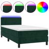 vidaXL Ł&oacute;żko kontynentalne z materacem i LED zielony aksamit 90x200 cm