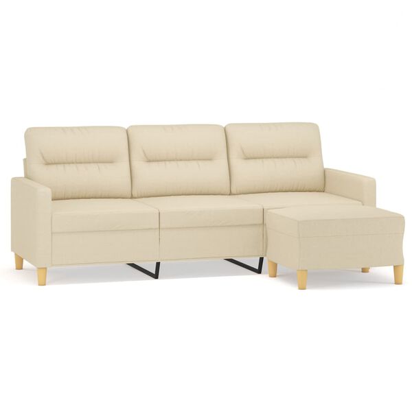vidaXL Sofa 3-osobowa, kremowa, 180 cm, tapicerowana tkaniną