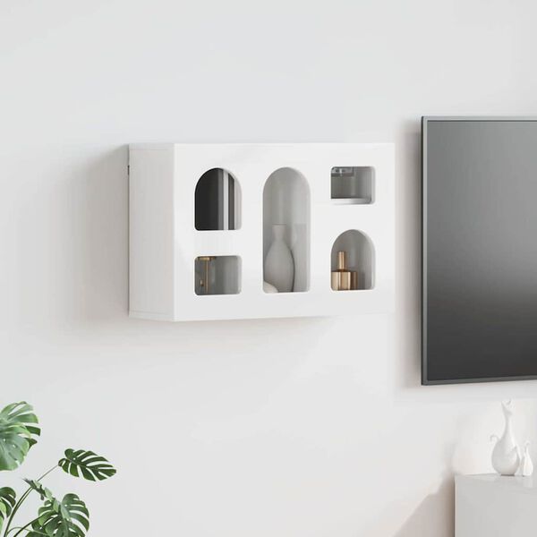 vidaXL Szafka wisząca z p&oacute;łką Wysoki połysk biały 60 x 20 x 40 cm