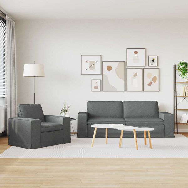 vidaXL Zestaw Sof 2 pcs Ciemnoszary 182 x 80 x 82 cm tkanina