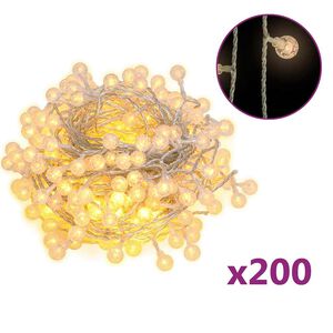 vidaXL Lampki świąteczne, 20 m, 200 diod LED, ciepła biel, 8 funkcji