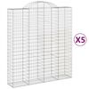 vidaXL Kosze gabionowe, 5 szt, 200x50x220/240 cm, galwanizowane żelazo